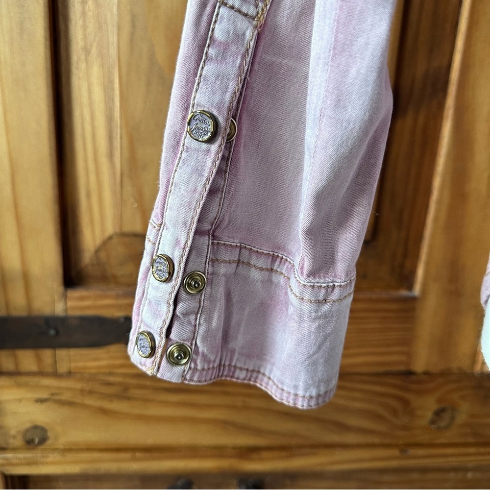 Vintage Y2K Guess Los Angeles Faded Washed Pink Button Up Shirt Cinch Waist - M - Picture 4 of 15